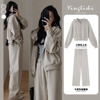 Autumn Exercise Suit Coat Two-Piece Set a Set of Leisure Sports Suit Tea plus Size Matching Series New Slimming