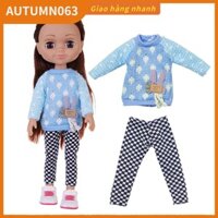 Autumn063 14 inch cô gái búp bê tóc dài trang phục thông thường quần áo thay đổi thời trang mini