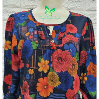 (Ava) Tôn Nhung Quần dài Tay lỡ Cổ V Trung niên Đồ bộ mặc nhà Big Size 40kg - 90kg ShopThanhThanh. HCM Mã 006