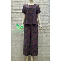 (Ava) Tôn Nhung Quần sớ 9 tấc Tay ngắn  Cổ tròn Trung niên Đồ bộ mặc nhà Big Size 40kg - 90kg ShopThanhThanh. HCM Mã 002