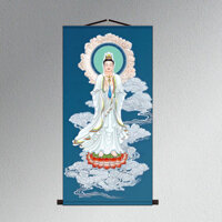 Avalokitesvara Bồ Tát Tranh Hội Trường Phật Giáo Cuộn Tranh HD Quần Áo Trắng Avalokitesvara Bồ Tát Tranh Cuộn Tranh 3-2