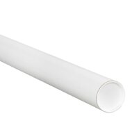 Aviditi P2012W Mailing Tubes with Caps, 2" x 12", White (Pack of 50)