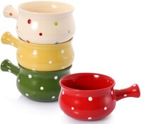 AVLA Set of 4 French Onion Soup Bowls With Handles, 20 Ounce Ceramic Soup Crocks Stackable Serving Soup Bowl Bakeware for Soup, Stew, Cereal, Chill...