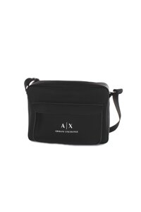 A|X Armani Exchange Men's Eco Leather Embosed Logo Zip Top Messanger Bag, nero - black, OS