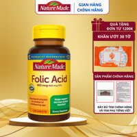 Axit Folic cho bà bầu Nature Made Acid Folic 400mcg 250 viên của Mỹ giúp giảm nguy cơ dị tật thai nhi, tăng đề kháng