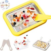 Ayellowgod Home Chiên Sữa Chua Máy DIY Mini Kem Cuộn Máy Làm Bánh Ngọt Con Lăn Inox 304 Chảo Kem Khay VN