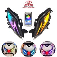 Ayoto BEAT DELUXE led đèn pha lắp ráp đèn tín hiệu rẽ RGB bluetooth cho xe máy xe tay ga 12V
