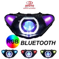Ayoto led đèn pha lắp ráp RGB màu bluetooth 3 chế độ chùm cho xe máy mio cười thể thao 12v
