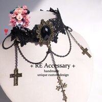 ❣️Yxx studio Dark Gothic Gothic Punk Gothic Gothic Cross Chain lo Vòng cổ Xương đòn Trang sức
