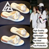 Az. Đế cao su thoải mái Dép đế thấp có tông màu nơ quyến rũ