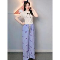 B-47 Set bộ áo croptop có nơ, phối quần chấm bi nơ. Nữ Women