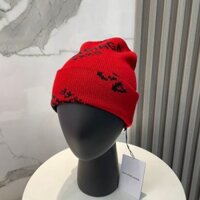 B ~ b ~ balenciaga Mũ Dệt Kim Màu Đỏ Thời Trang Nữ Mùa Đông Len Mũ Lạnh Mũ Ấm Áp Nam 2 Chiếc