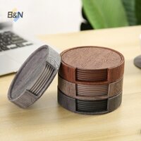 B & N 6 Gỗ Hạt Da Đế Lót Ly Placemats Trà Và Cà Phê Đệm Thanh Nhà Quầy Cách Nhiệt Giá Chống Dính.