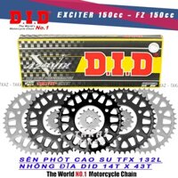 B1 [ 43T VIX ] Nhông sên dĩa DID VIX Yamaha FZ150 - Exciter150 lên thông số 14T dĩa 43T – Sên phốt cao su 132L VIX