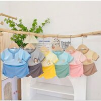 B12 combo 4 bộ thun lạnh Hàn cho bé trai bé gái 5-16kg màu họa tiết ngẫu nhiên