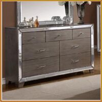 B1680 - 1 Cosette : Tủ 7 Ngăn Kéo Kết Hợp Kính Đính Đồng - Màu Bạc , Trắng Gương