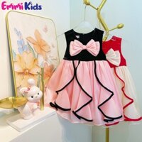 B32 - Váy cho bé gái tay xát nách, EMMIKIDS chất tơ ánh nhũ mịn màng (11-41kg)