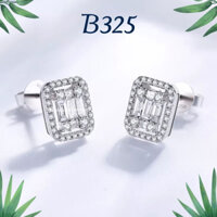 B325 Bông tai nụ đá Emerald Bạc thật Thiên Cát s950