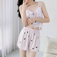B44 Bộ Quần Áo Ngủ Lụa 2 Dây Cho Nữ Chất Lụa Tơ Mềm Mại Nhiều Họa Tiết Quai Áo Điều Chỉnh Women Phương Linh Underwear