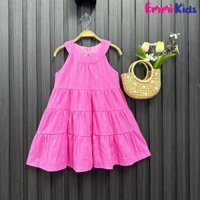 B45- Váy cho bé gái dạng yếm, EMMIKIDS đầm trẻ em chất xô họa tiết thêu xinh xắn (10-39kg)