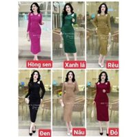 B5 váy body dáng dài tôn dáng chất liệu xốp nhăn ấm mùa đông mát mùa hè phù hợp đi làm đi tiệc