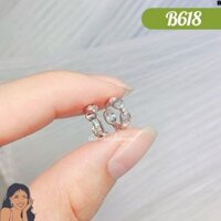 B618 Bông tai khoen logo D I O R Bạc thật Thiên Cát s950