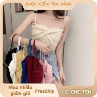 B76 Áo Bra 2 dây dệt kim, kiểu xoắn trước, quyến rũ, phong cách Hàn Quốc -SD