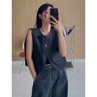 b76|set bộ denim mùa hè tanktop cá tính retro ống rộng đi chơi, đi biển gd_order