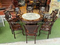 Ba 58 Bộ bàn ghế quạt khảm ốc Gỗ gụ 8 ghế 1 bàn ( Chú Thuận, Bình Dương )