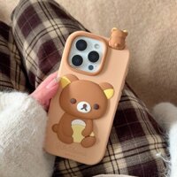 Ba Chiều Dễ Thương Dễ Thương Dễ Thương Chó Con Đầu Nâu Rilakkuma Thích Hợp Cho Apple 16pro Vỏ Điện Thoại iPhone15 Silicon Bao Gồm Tất Cả Chống Sốc 13 Nữ 16 Sáng Tạo 14promax Hoạt Hình Niche