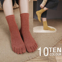 Ba Fentian 4 Đôi Tất Năm Ngón, Tất Cotton Ống Giữa, Tất Nữ Thu Đông, Tất Năm Mũi Hút Mồ Hôi, Tất Ngón Chân, Tất Ngón Chân, 5 Ngón Tay, Ngón Tay