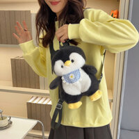 Ba lô búp bê nhồi bông hình chim cánh cụt dễ thương cho bé gái