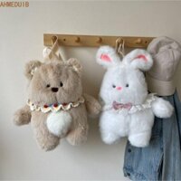 Ba lô búp bê sang trọng AHMEDUIB, Dây đeo có thể điều chỉnh Ba lô sang trọng hình gấu trà sữa nâu, Đồ chơi ngủ cho bé Phong cách Hàn Quốc PP Cotton Furry Bear Ba lô búp bê trẻ em