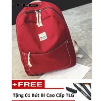 Ba Lô Canvas Sinh Viên Phong Cách Hàn Quốc 208069 2đỏ Tặng 01 Bút Bi Cao Cấp TLG