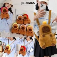 Ba lô Capybara, Ba lô sang trọng hoạt hình ngộ nghĩnh, Quà tặng khăn trùm đầu trái cây Dung tích lớn Túi cá heo Capybara dễ thương
