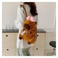 Ba Lô Capybara, Capybara Khoai Tây Chiên, Phô Mai, Hoa Tím, Hoa Vàng