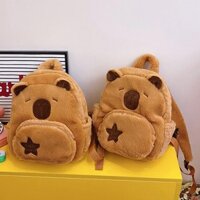 Ba lô Capybara Túi đựng sách động vật nhồi bông Túi đi học mềm Túi đeo vai hoạt hình antilkvn