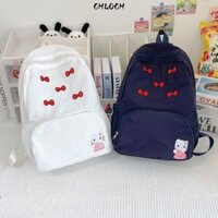 Ba lô CHLOCH Hello Kitty, Ba lô học sinh sức chứa lớn chống mài mòn, Túi du lịch nơ nhiều túi dễ thương dành cho người lớn