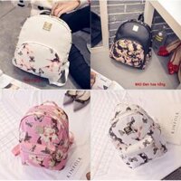 Ba lô da đen hoa hồng M43 - Màu trắng