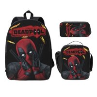 Ba Lô Deadpool Bộ 3 Món Ba Lô Trẻ Em Dung Tích Lớn 17 Inch Nhẹ Học Sinh Túi Đựng Bút Chì Túi Cơm Trưa