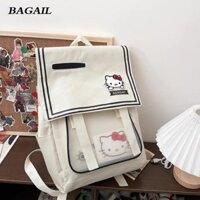 Ba lô đi học BABAIL, Ba lô nữ màu trắng Hello Kitty, Túi đeo vai mèo Kitty chống mài mòn dễ thương dành cho người lớn