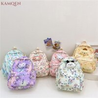 Ba lô đi học KAMQEN, Túi đi học dung tích lớn bằng vải Canvas, Túi du lịch họa tiết dễ thương in hoạt hình di động