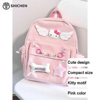 Ba lô đôi cánh thiên thần màu hồng thiết kế Hello Kitty dễ thương có tông màu cầu vồng