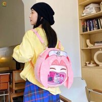 Ba lô ECHOG Haruno Sakura, Túi Itabag màu hồng Naruto phong cách Nhật Bản trong suốt, Công suất lớn sáng tạo Miệng to Hoạt hình Anime Túi đeo chéo sang trọng dành cho nữ
