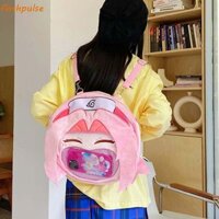 Ba lô FLASHPULSE Haruno Sakura, Túi Itabag màu hồng Naruto trong suốt phong cách Nhật Bản, Dung tích lớn Miệng to Kawaii Anime Túi đeo chéo sang trọng dành cho nữ