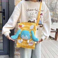 Ba lô FUSIONFLASH Hatsune Miku, Túi vuông Kawaii Cyan Yellow Lay, Túi đi học Phim hoạt hình mềm mại Anime Ngoại vi Túi đeo vai du lịch