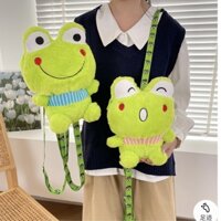 Ba Lô Gấu Bông Hình Chú Ếch Xanh Dễ Thương Lông Mịn - Túi Đeo Vai Nhồi Bông