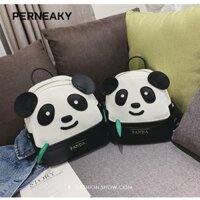 Ba lô gấu trúc PENEAKY, Túi đi học nhẹ lá tre, Ba lô PU mẫu giáo thời trang Panda Rugzak Cô gái