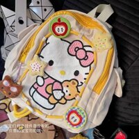 Ba Lô Hello Kitty, Cặp Sách Cô Gái Mềm Mại Ngôi Sao Dễ Thương Mới 2024