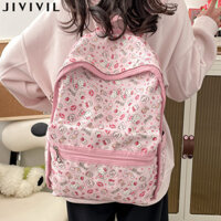 Ba lô hoạt hình dễ thương JIVIVIL có ngăn in hình Hello Kitty màu hồng dễ thương